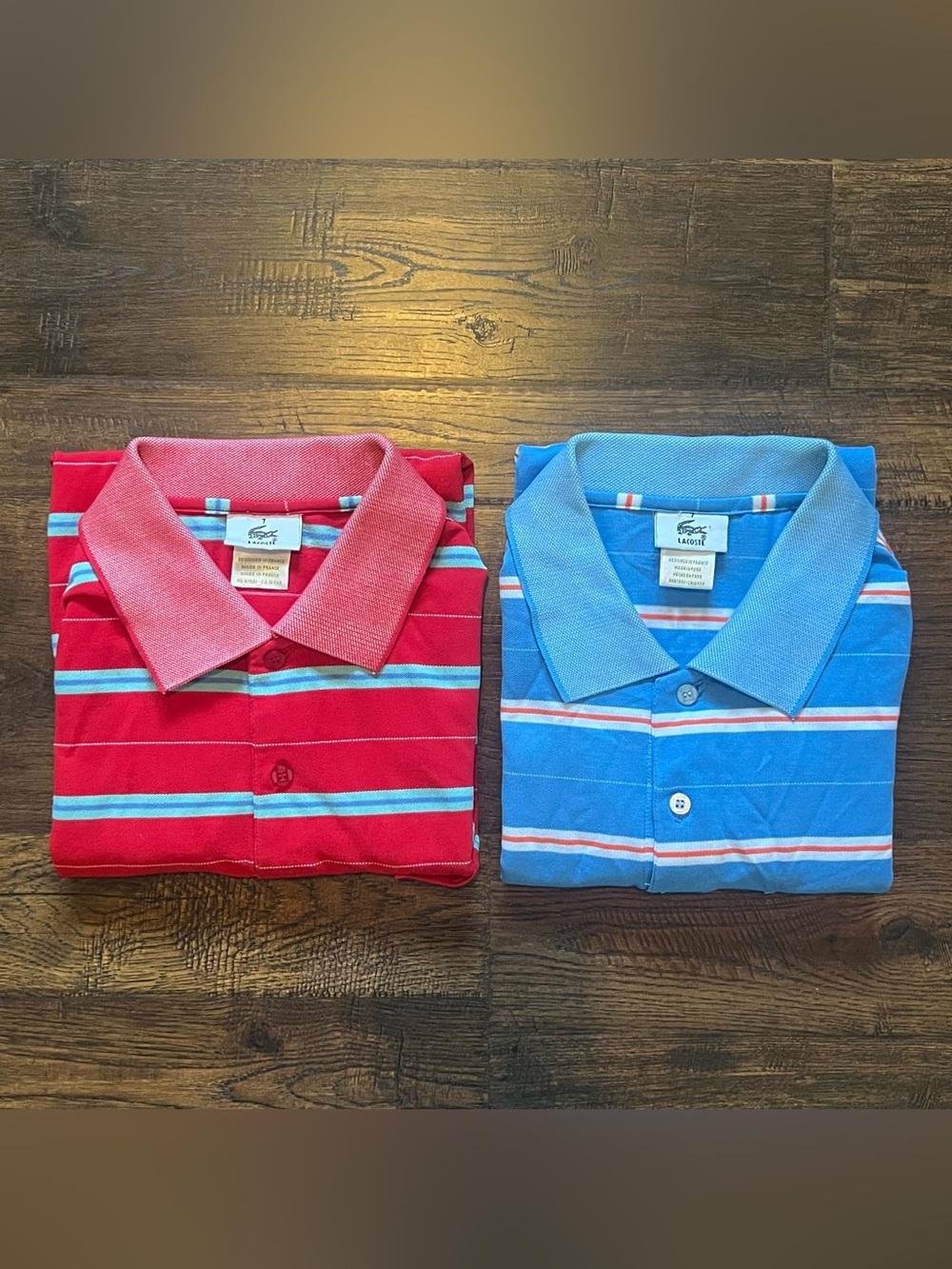 Lacoste Polo Shirt Lot Blue Red Striped Short Sleeve | Men’s Size 7